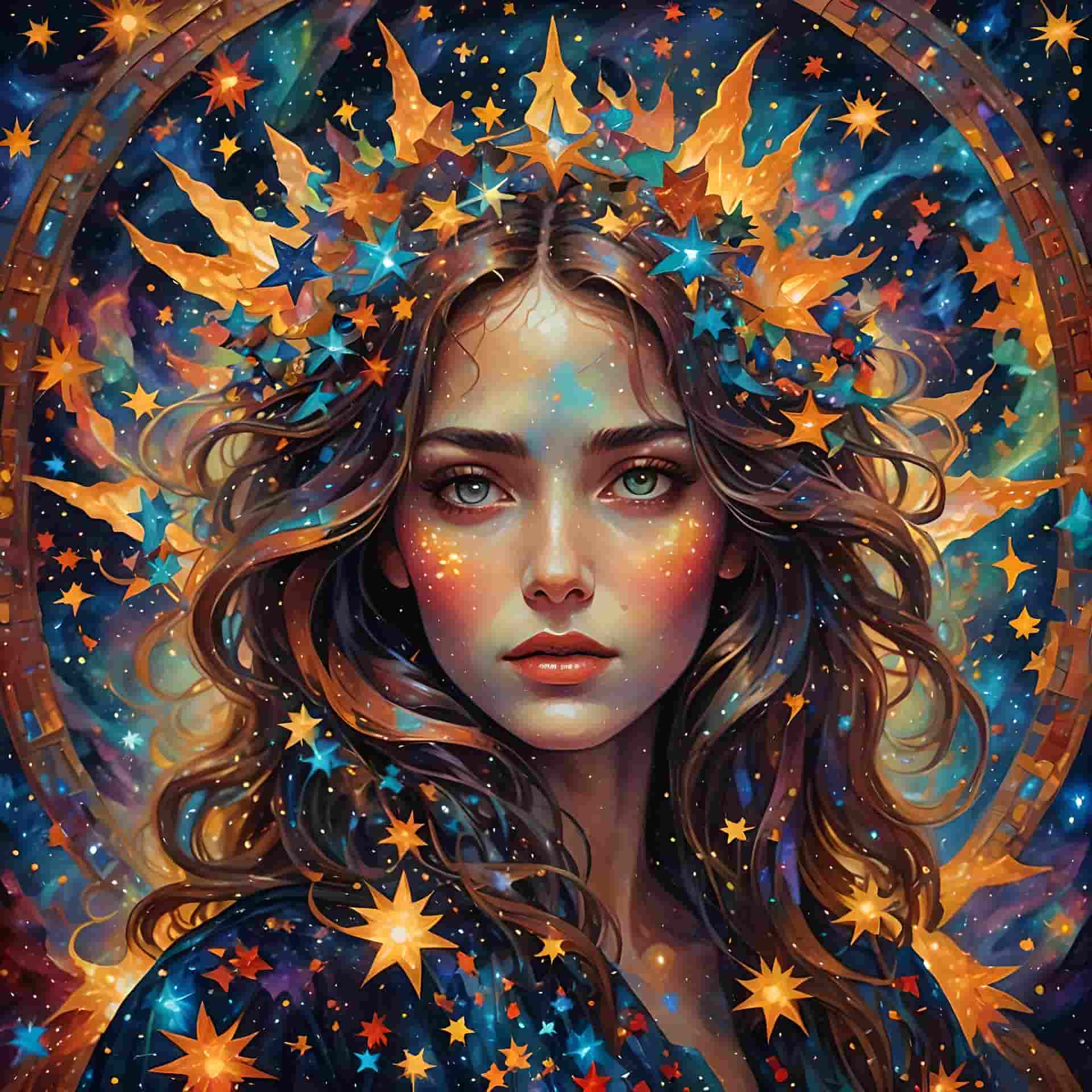 Une femme avec une auréole d'étoiles qui peut choisir d'utiliser sa magie et la manipulation pour nuire à autrui pour faire le bien